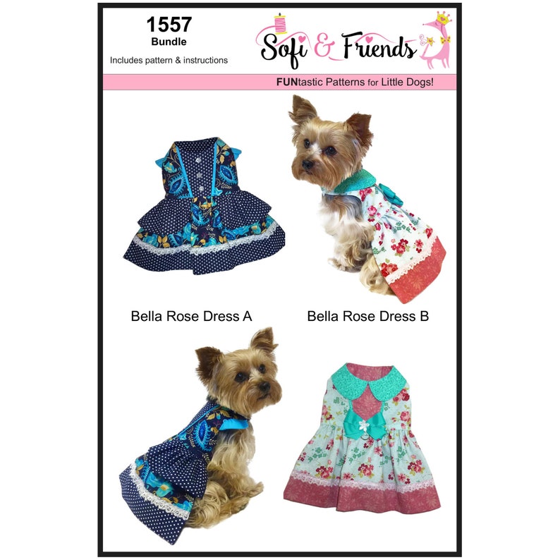 Bella Rose Dog Dress Sewing Pattern 1557 Pet Clothes | Etsy