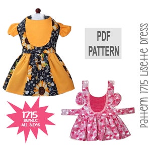Lisette Hundekleid PDF Schnittmuster 1715 | Bündel alle Größen | Party Dog Kleid mit Latz Front & Rock mit Kontraststreifen | DIY Hundebekleidung