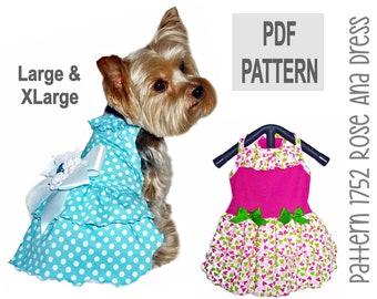 Rose Ana Dog Dress Sewing Pattern 1752 - Pet Dog Clothes Patterns - Dog Clothing - Pet Dog Dresses - Dog Apparel - Dog Outfits - Lg & XLg