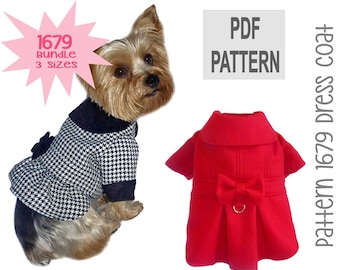 Dress Dog Coat Sewing Pattern 1679 - Winter Dog Coats - Pet Coats - Winter Dog Jackets - Pet Jackets - Designer Dog Clothes - Bundle 3 Sizes