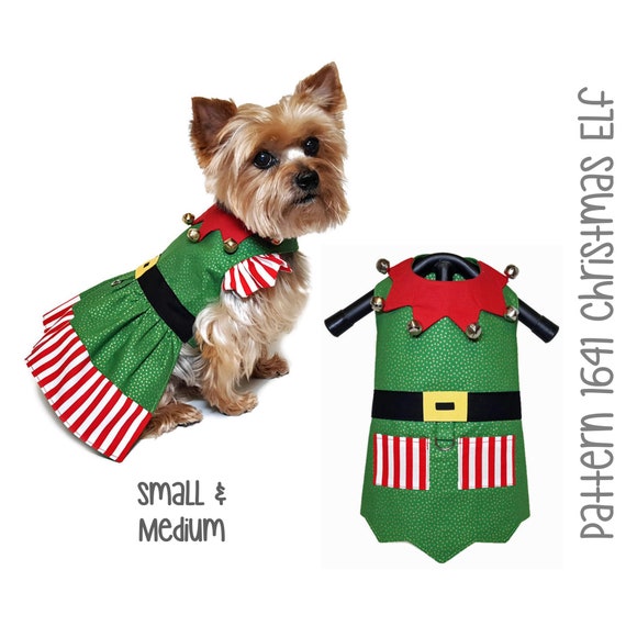 Christmas Elf Dog Dress and Dog Vest Sewing Pattern 1641 Dog | Etsy