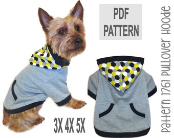 Dog Hoodie Sewing Pattern 1761 - Medium Dog Clothes Patterns - Dog Jackets - Dog Sweater - Dog Sweatshirt - Dog Coat - Dog Shirt - 3X 4X 5X