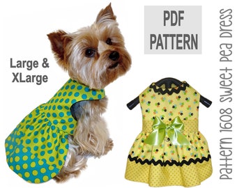 Sweet Pea Dog Dress Sewing Pattern 1608 - Dog Clothes Patterns - Dog Apparel - Designer Dog Clothes - Pet Clothes - Puppy Clothes - Lg & XLg