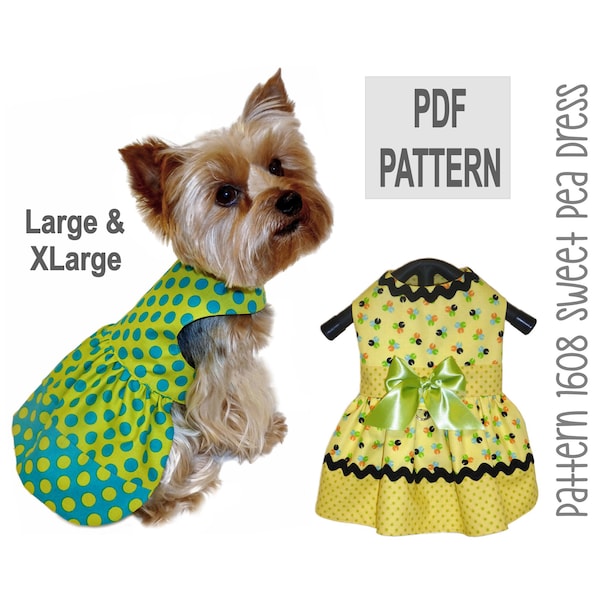 Sweet Pea Dog Dress Sewing Pattern 1608 - Dog Clothes Patterns - Dog Apparel - Designer Dog Clothes - Pet Clothes - Puppy Clothes - Lg & XLg