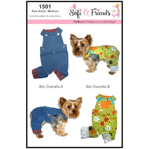 Dog Bib Overalls Sewing Pattern 1501 Dog Jeans Pet Dog Pants Pet Bib Overalls Dog Harnesses Dog Clothes Sewing Patterns Sm & Med image 4