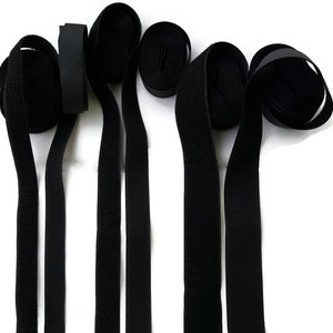 Sew On Hook & Loop Fastener - per Yard - Black or White - Sew On - Medium Duty - 3/4" or 1" or 1 1/2" wide - includes both sides