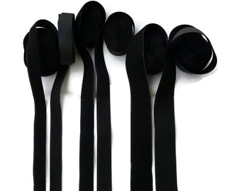 Sew On Hook & Loop Fastener - per Yard - Black or White - Sew On - Medium Duty - 3/4" or 1" or 1 1/2" wide - includes both sides