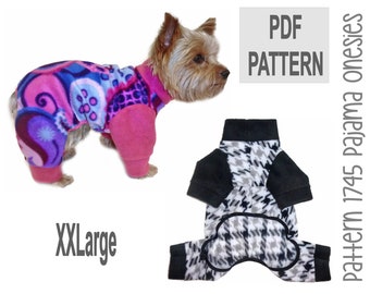 Dog Pajamas Onesie Sewing Pattern 1745 - Dog Onesies - Dog PJs - Small Dog Pajamas - Dog Pajama Patterns - Dog Jammies - Pet Gifts - XXLarge