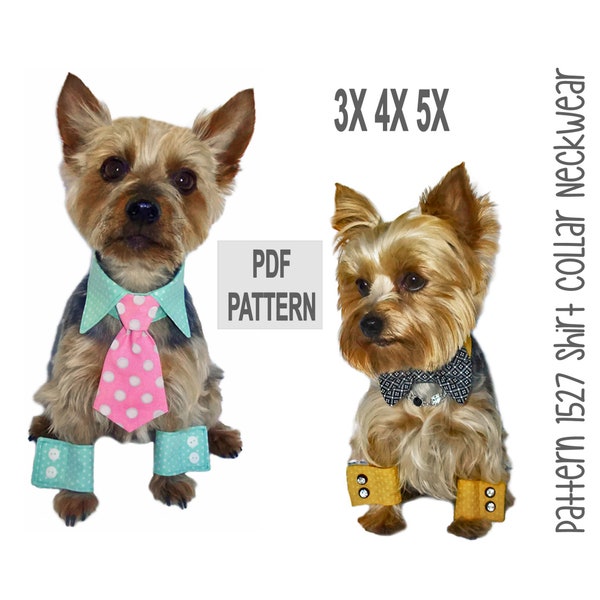 Dog Collar & Cuff Sewing Pattern 1527 - Dog Neckwear - Dog Wedding Collars - Dog Bow Tie - Dog Neck Tie - Dog Clothes Patterns - 3X 4X 5X