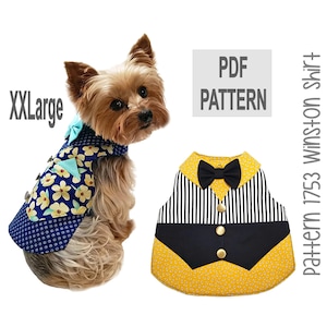 Winston Dog Vest PDF Sewing Pattern 1753 | XXLarge | Small Dog Wedding Vest Outfit | Medium Dog Harness Vest | Easy DIY Dog Vest