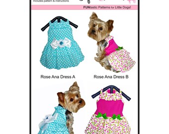 ローズアナ犬用ドレス型紙 XXS/XSサイズ - PDF 春夏向けフリル付きDIY
