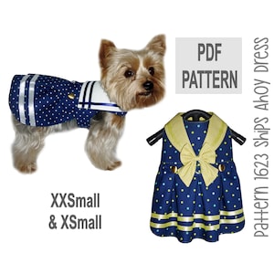 Sailor Dog Dress Sewing Pattern 1623 | XXSmall & XSmall | PDF Pattern | Nautical Dog Dress Pattern | DIY Dog Clothes | Handmade Dog Dress