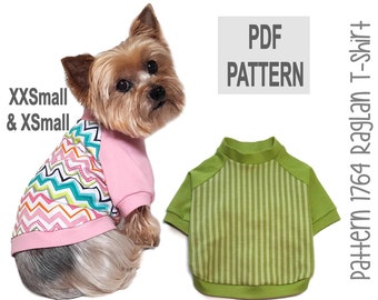 Wzór na koszulkę raglanową dla psa XXSm/XSm – PDF DIY T-shirt lub brzydki świąteczny sweter
