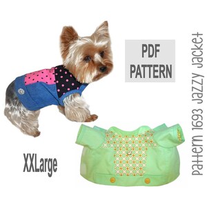 Jazzy Hundjacka Symönster XXLg – PDF DIY Jacka med ärmar eller Ärmlös