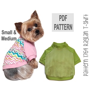 Dog Tee Shirt PDF Pattern 1764 | Small & Medium | Raglan Dog TShirt with Full Chest Panel | Short or Long Sleeve | Ugly Christmas Sweater