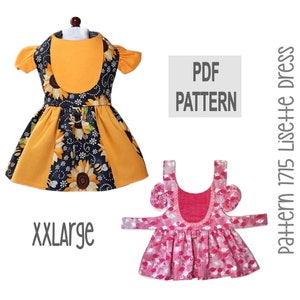 Lisette Hundekleid PDF Schnittmuster 1715 | Größe XXL | Party Dog Kleid mit Latz Front & Rock mit Kontraststreifen | DIY Hundebekleidung