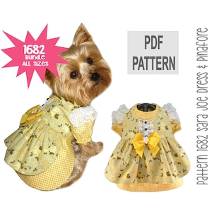 Patrón de costura de vestido para perro / Paquete de todos los tamaños / PDF DIY: Delantal y vestido con encaje