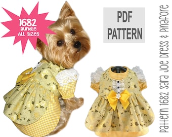 Dog Dress Sewing Pattern | Bundle All Sizes | PDF DIY Pinafore and Dress with Lace
