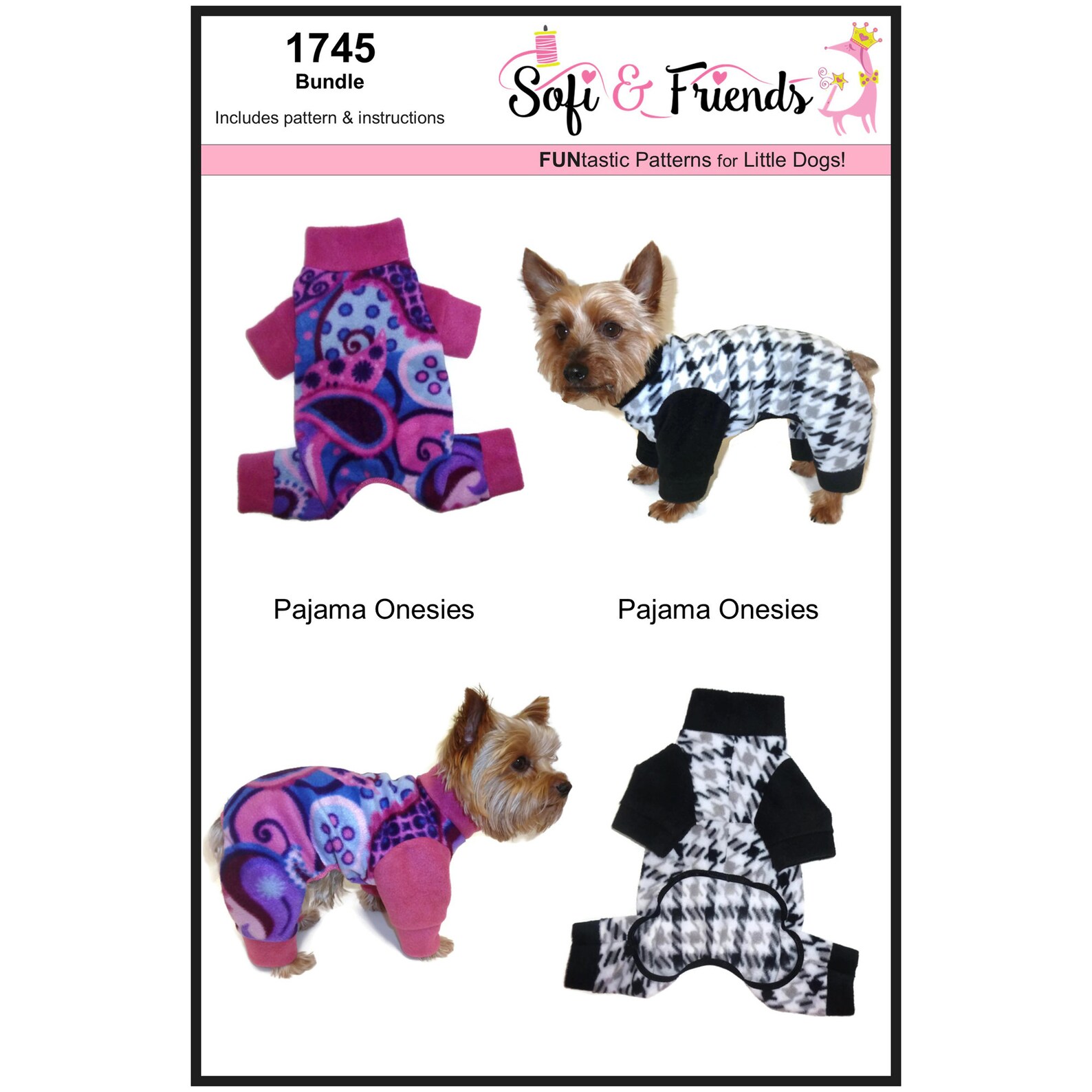 Dog Pajamas Onesie Sewing Pattern 1745 Dog Onesies Dog PJs | Etsy