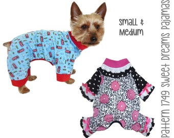 Sweet Dreams Dog Pajamas Sewing Pattern 1749 - Dog Onesies - Dog PJs - Dog Winter Clothes - Dog Onesie Pajama - Small Dog Pajamas - Sm & Med