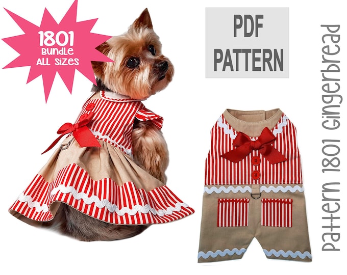 Gingerbread Cookie Dog Dress, Snowball Dog Dress, Christmas Dog Dress