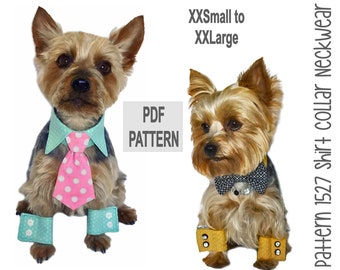 Dog Shirt Collar n' Cuffs PDF Pattern 1527 | XXSm to XXLg | Classic Formal Dog Neckwear for Weddings, Parties, Photoshoots & Special Events
