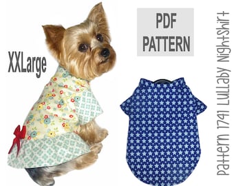 Dog Pajamas Sewing Pattern 1741 - Pet Dog PJs - Dog Clothes Patterns - Dog Flannel Shirts - Dog Nightgowns - Dog Flannel Pajamas - XXLarge