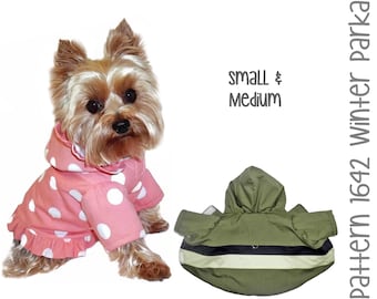 Winter Dog Coat Sewing Pattern 1642 - Dog Clothes PDF Sewing Patterns - Dog Coats - Dog Jackets - Pet Coat - Designer Dog Clothes - Sm & Med