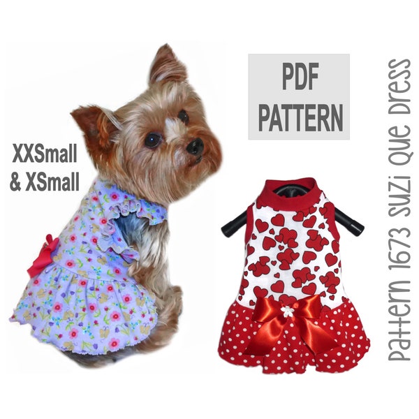 Suzi Que Dog Dress Sewing Pattern 1673 - Dog Summer Dress Clothes - Cat and Dog Clothes Patterns - Dog Clothing - Dog Apparel - XXSm & XSm