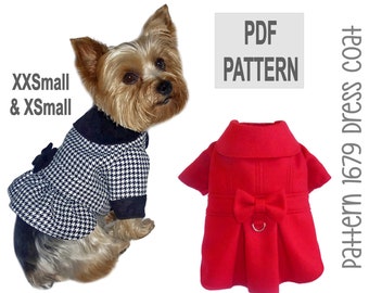 Dress Dog Coat Sewing Pattern 1679 - Dog Jacket Patterns - Pet Coats - Winter Dog Jackets - Pet Jackets - Designer Dog Clothes - XXSm & XSm