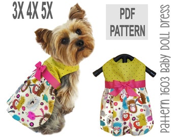 Baby Doll Dog Dress Sewing Pattern 1603 - Dog Clothes Patterns - Dog Dresses - Designer Dog Clothes - Pet Apparel - Pet Clothes - 3X 4X 5X