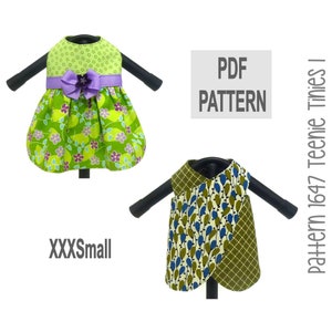 Tiny Dog Kleidung PDF Schnittmuster Bundle | XXXsmall Kleid Weste Mantel | Teenie Tinies I & II 1647 1795 | PDF Schnittmuster für Welpen