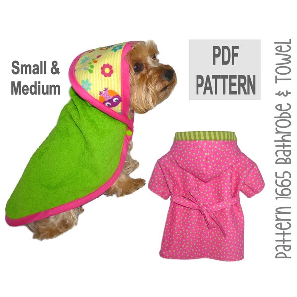 Dog Bathrobe and Towel Sewing Pattern 1665 - Dog Clothes Patterns - Dog Robe - Dog Kimono - Dog Towel - Dog Pajamas - Pet Apparel - Sm & Med