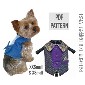 Dog Vest PDF Sewing Pattern 1731 | XXSmall & XSmall | DIY Pet Harness for Weddings, Parties, and Dress-Up | Small to Medium Dog Clothes