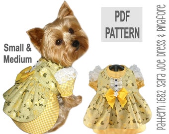 Patrón de costura para vestido de perro talla S/M – PDF Conjunto de vestido y peto DIY con encaje