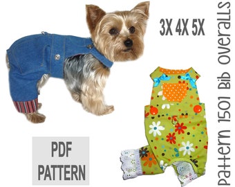 Dog Bib Overalls Sewing Pattern 1501 - Dog Jeans - Pet Dog Pants - Pet Bib Overalls - Dog Harnesses - Dog Clothes Sewing Patterns - 3X 4X 5X
