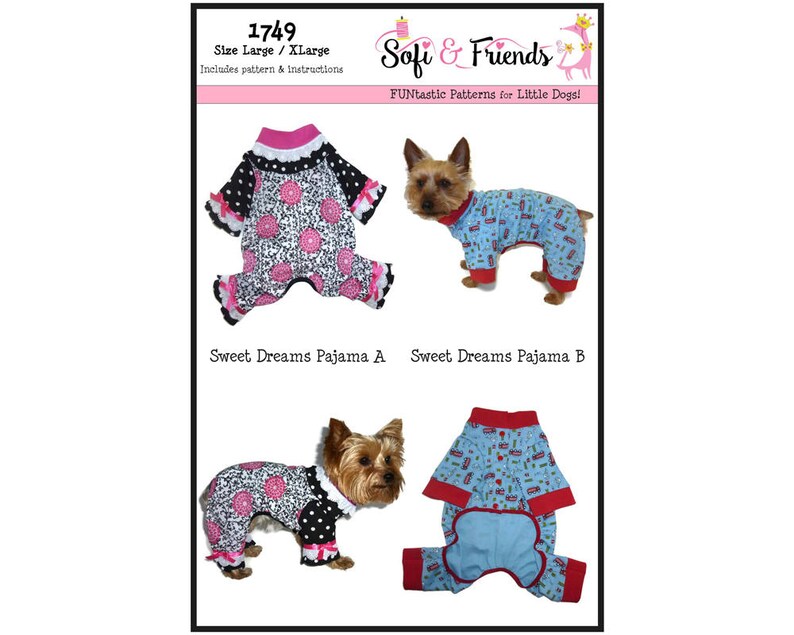 Sweet Dreams Dog Pajamas Sewing Pattern 1749 Dog Onesies Etsy