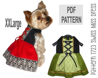 Swiss Miss Dog Dress Sewing Pattern 1723 - Bavarian Dog Costume - Octoberfest Dog - Dog Cat Clothes Patterns - Designer Dog Clothes - XXLg