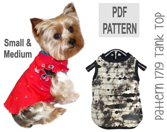 Dog Tank Top Sewing Pattern 1719 - Dog Sports Shirts - Small Pet Dog Clothes Patterns - Chihuahua Clothes - Dog Summer Clothes - Sm & Med