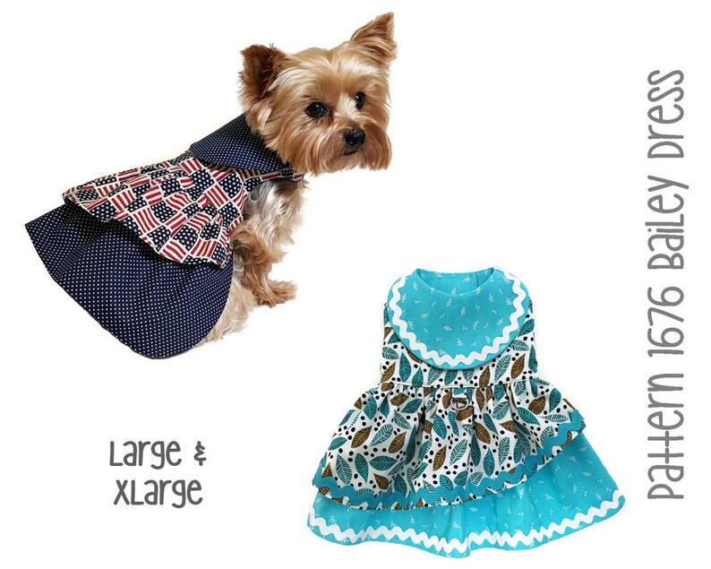 Lg /& XLg Dog Dresses Dog Clothes Patterns Pet Dress Cat Clothes Pet Harness Bailey Dog Dress Pattern 1676 Dog Costumes