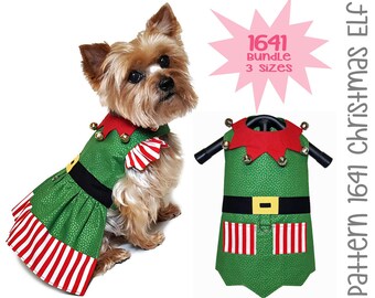 Christmas Elf Dog Dress and Dog Vest 