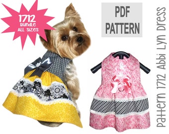 Abbi Lyn Dog Dress Sewing Pattern 1712 - Dog Clothes Patterns - Dog Dresses - Small Dog Clothing - Gifts for Dog Lovers - Bundle All Sizes