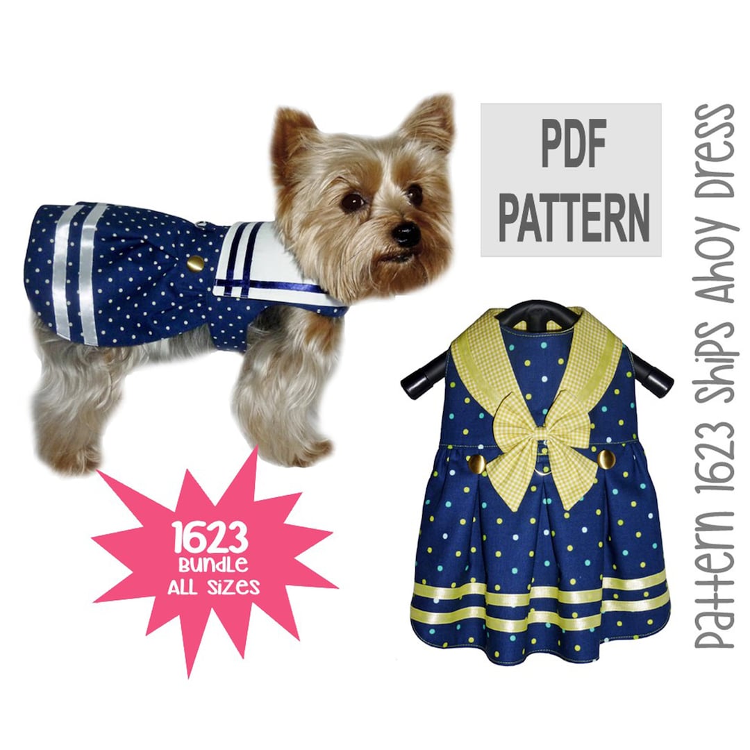 Ships Ahoy Sailor Dog Dress Sewing Pattern 1623 Nautical Dog Dog Sailor