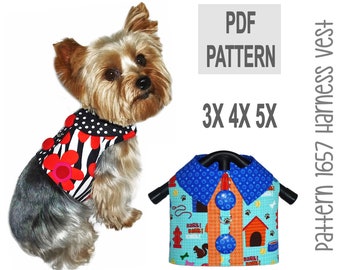 Dog Harness Vest Sewing Pattern 3X4X5X – PDF DIY Outfit with Bold Button Detail