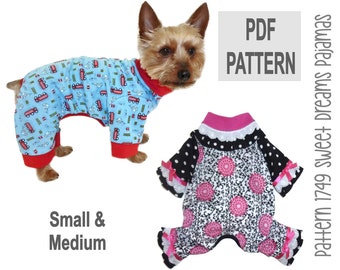 Sweet Dreams Dog Pajamas Sewing Pattern 1749 - Dog Onesies - Dog PJs - Dog Winter Clothes - Dog Onesie Pajama - Small Dog Pajamas - Sm & Med