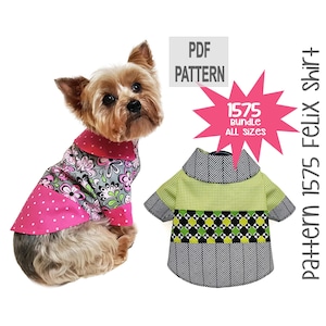 Felix Dog Shirt PDF Pattern 1575 | Bundle All Sizes | Color Block Dog Shirt Sewing Pattern | Mid Century Modern Dog Shirt | Instant Download