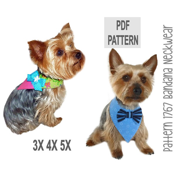 Dog Bandana Sewing Pattern 1767 - Cat & Dog Bandanas - Dog Neckerchief - Dog Wedding Bow Ties - Dog Wedding Attire - Dog Costumes - 3X 4X 5X