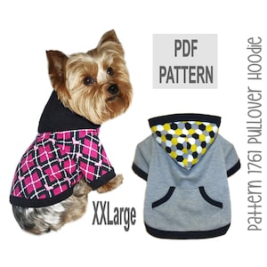 Dog Pullover Hoodie Sewing Pattern XXLarge – PDF DIY Sporty Jacket for Small Pets