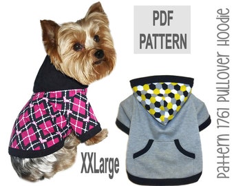 Hondentrui met capuchon naaipatroon XXLarge – pdf DIY sportief jack voor kleine huisdieren