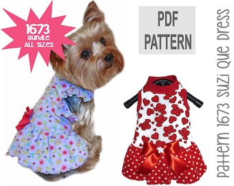 Suzi Que Dog Dress Sewing Pattern 1673 - Dog Summer Clothes - Dog Dresses - Cat and Dog Clothes Patterns - Dog Apparel - Bundle All Sizes